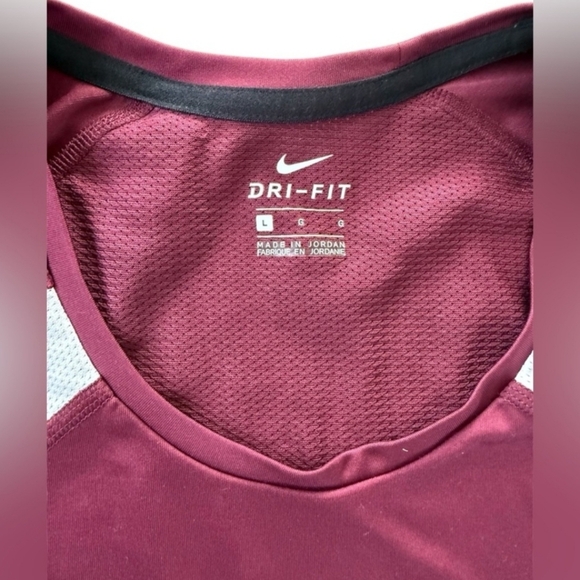 Nike Dri-FIT Burgundy Long Sleeve Athletic Running Top - Picture 6 of 10